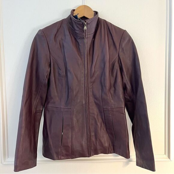 Cole Haan Wing Collar Lambskin Leather Jacket, in Chianti Womens Size XS, NWT - Picture 6 of 12